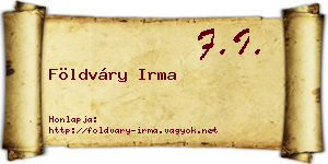 Földváry Irma névjegykártya