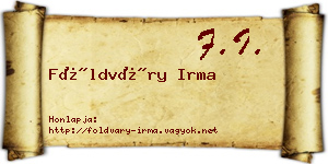 Földváry Irma névjegykártya